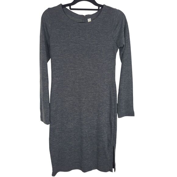 Lole Midi Dress XS Womens Grey Long Sleeve Back Zip Knee Length Spring Fall - Picture 1 of 5